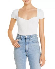 Lucy Paris Sweetheart Short Sleeve Ribbed Top Women - Bloomingdale s at Bloomingdales